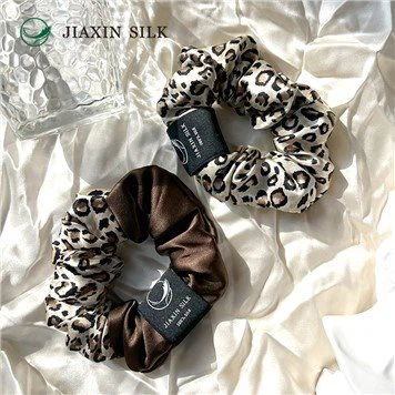 Leopard Silk Hair Scrunchies