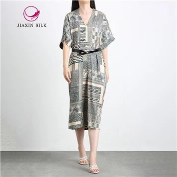 Batwing Sleeve Long Dress Wilth Printed