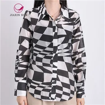 Black&White Yarn Dye Women Lyocell Shirt