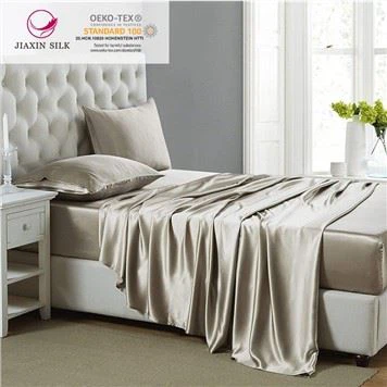 Grey Silk Bedding Set Full Size 19mm