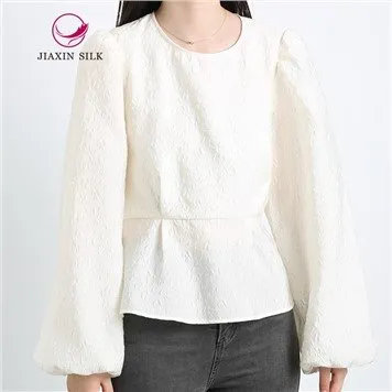 Jacquard Women Blouse With Open Back