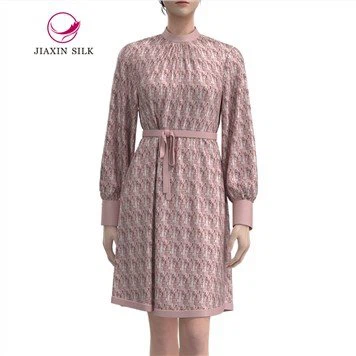 Pink Printed Pure Silk Dress
