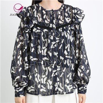 Round Neck Women Blouse With Printed
