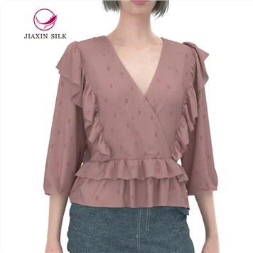 Silk Women Blouse With Point Printing