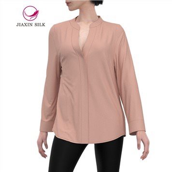 Silk Women Shirt With Round Collar
