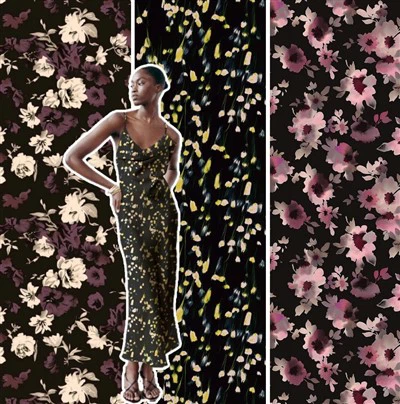 Nocturnal Flower Autumn Winter Grace Black Original print design